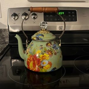 Mackenzie Childs Flower Market 2 Quart Tea Kettle - Green